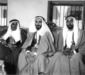 Sheikh Zayed with his brothers Shakhbout and Khalid