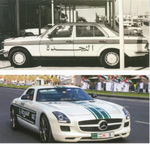 حظيت مرسيدس بنز بعلاقة متميزة مع شرطة دبي على مرِّ العقود 1970 ـ 2018.